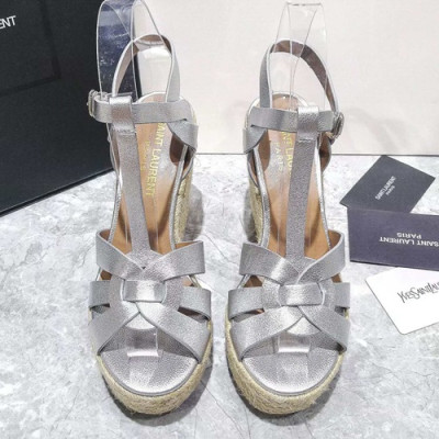 Saint Laurent 2019 Ladies Wedge High Heel Sandal - 입생로랑 2019 여성용 웨지 하이힐 샌들,SLS0039.Size(220 - 245).실버