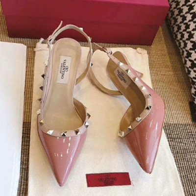 Valentino 2019 Ladies Leather Middle Heel Slingback - 발렌티노 2019 여성용 레더 미들힐 슬링백,VTS0045.Size(220 - 250).핑크