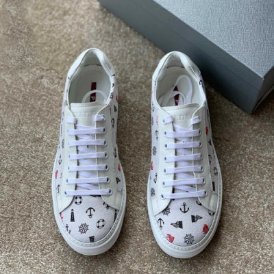 Prada 2019 Mens Leather & Canvas Sneakers - 프라다 2019 남성용 레더&캔버스 스니커즈 PRAS0112,Size(245 - 265).화이트