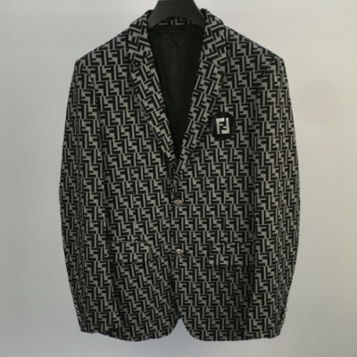 Fendi 2019 Mens Logo Cotton Suit Jacket - 펜디 2019 남성 로고 코튼 슈트자켓 Fen0292x.Size(m - 3xl).블랙