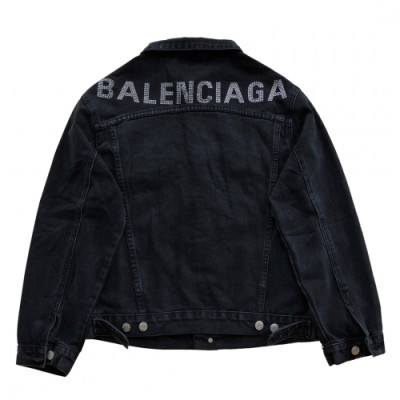 Balenciaga 2019 Mens Cubic Logo Denim Jacket - 발렌시아가 2019 남성 큐빅 로고 데님 자켓 Bal018x.Size(36 - 40).블랙