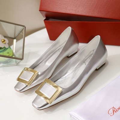 Roger Vivier 2019 Ladies Leather Flat Shoes - 로저비비에 2019 여성용 레더 플랫슈즈 RVS0068.Size(225 - 250),실버