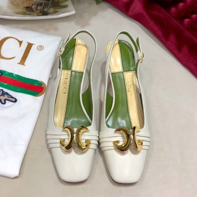 Gucci 2019 Ladies Leather Middle-heel Slingback - 구찌 2019 여성용 레더 미들힐 슬링백 GUCS0197.Size(225 - 250).화이트