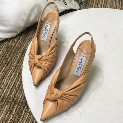 Jimmy Choo 2019 Ladies Leather High Heel Slingback - 지미츄 2019 여성용 레더 하이힐 슬링백, JIMS0057.Size(225 - 245).베이지