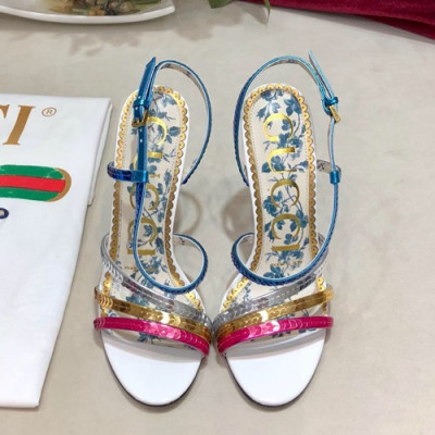 Gucci 2019 Ladies Leather High Heel Sandal - 구찌 2019 여성용 레더 하이힐 샌들, GUCS0233.Size(225 -  250).화이트