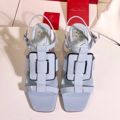 Roger Vivier 2019 Ladies Leather Middle-heel Sandal - 로저비비에 2019 여성용 미들힐 샌들 RVS0083.Size(225 - 245).스카이블루