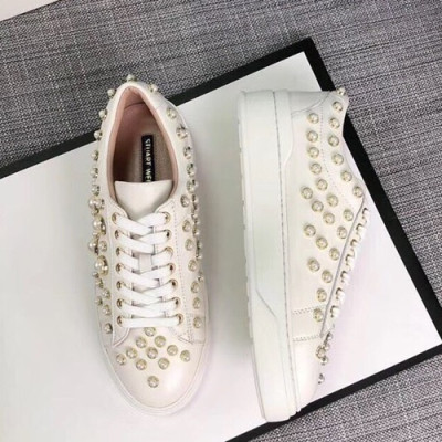 Stuart Weitzman 2019 Ladies Leather Sneakers - 슈트어트 와이츠먼 2019 여성용 레더 스니커즈 STUS0037,Size(225-250),화이트