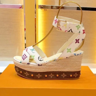 Louis Vuitton 2019 Ladies Leather Wedge Sandal - 루이비통 2019 여성용 레더 웨지 샌들 LOUS0236,Size(225 - 255).화이트