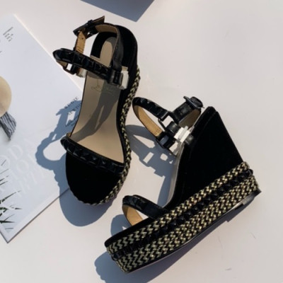 Christian Loubutin 2019 Suede Wedge High Heel Sandal - 크리스챤 루부탱 2019 여성용 스웨이드 웨지 하이힐 샌들,CLS0026.Size (225 - 245).블랙