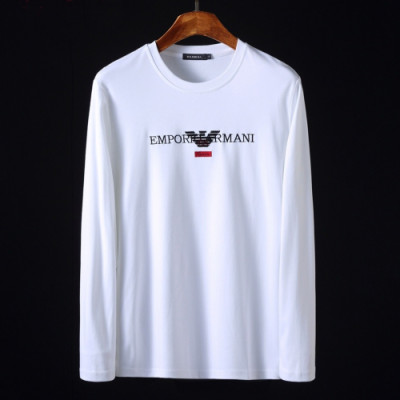 Armani 2019 Mens Logo Cotton Tshirt - 알마니 2019 남성 로고 코튼 긴팔티셔츠 Arm0249x.Size(m - 3xl).3컬러(화이트/네이비/블랙)