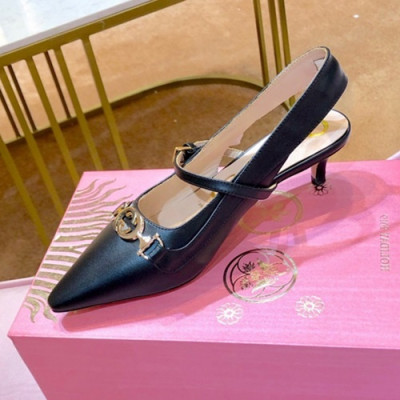 Gucci 2019 Ladies Leather Middle-heel Slingback - 구찌 2019 여성용 레더 미들힐 슬링백 GUCS0299.Size(225 - 250).블랙