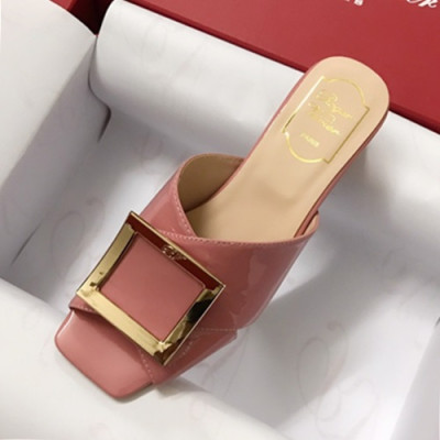 Roger Vivier 2019 Ladies Leather Middle-heel Slipper - 로저비비에 2019 여성용 미들힐 슬리퍼 RVS0121.Size(225 - 245).핑크