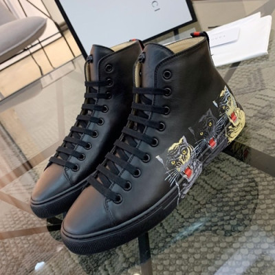 Gucci 2019 Mens Leather Sneakers - 구찌 2019 남성용 레더 스니커즈 GUCS0308,Size(240 - 275).블랙