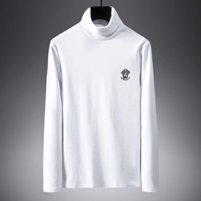 Versace 2019 Mens Cotton Turtle-neck Tshirt - 베르사체 2019 남성 코튼 터틀넥 긴팔티 Ver0278x.Size(m - 3xl).화이트