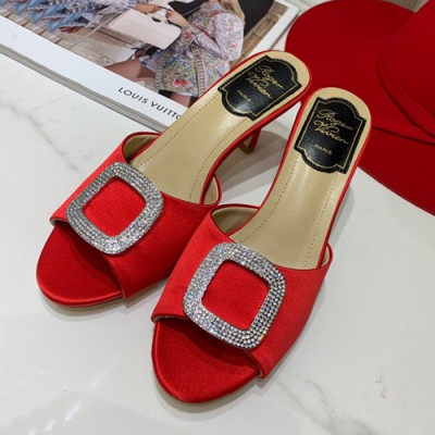 Roger Vivier 2019 Ladies Silk Middle-heel Slipper - 로저비비에 2019 여성용 실크 미들힐 슬리퍼 RVS0130.Size(220 - 255).레드