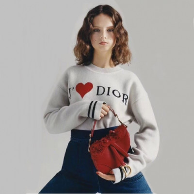 Dior 2019 Womens Retro Logo Crew-neck Sweater - 디올 2019 여성 레트로 로고 크루넥 스웨터  Dio0344x.Size(s - xl).화이트