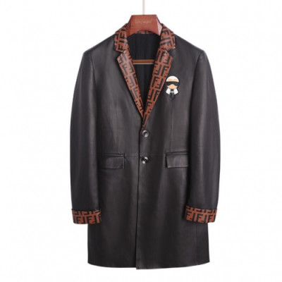 Fendi 2019 Mens Casual Leather Coat - 펜디 2019 남성 캐쥬얼 레더 코트 Fen0322x.Size(m - 3xl).블랙