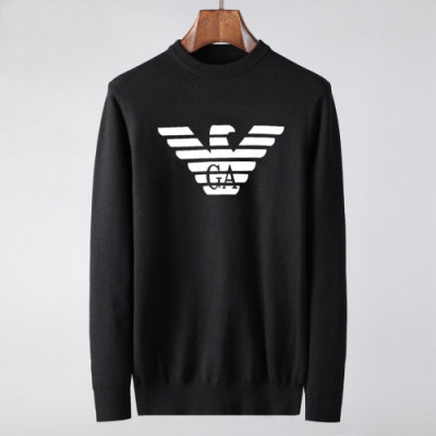 Armani 2019 Mens Crew  Neck Wool Sweater - 알마니 2019 남성 크루넥 울 스웨터 Arm0292x.Size(m - 3xl).블랙