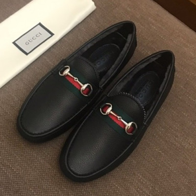 Gucci 2019 Mens Leather Wool Loafer - 구찌 2019 남성용 레더&울 로퍼 GUCS0368.Size(240 - 275).블랙