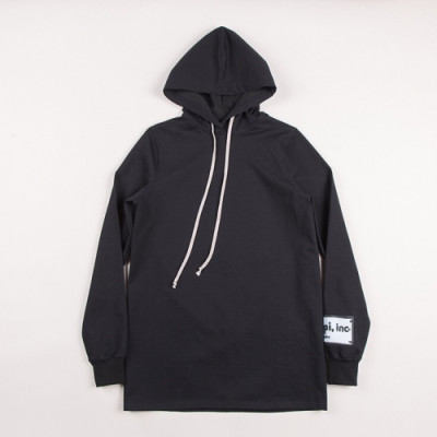 Rick Owens 2019 Mens Logo Cotton Zip-up Hooded - 릭오웬스 2019 남성 로고 코튼 집업 후드티 Ric0016x.Size(s - xl).블랙