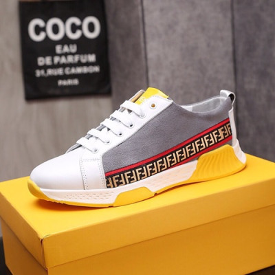 Fendi 2019 Mens Leather Sneakers - 펜디 2019 남성용 레더 스니커즈 FENS0244,Size(240 - 270).화이트+그레이