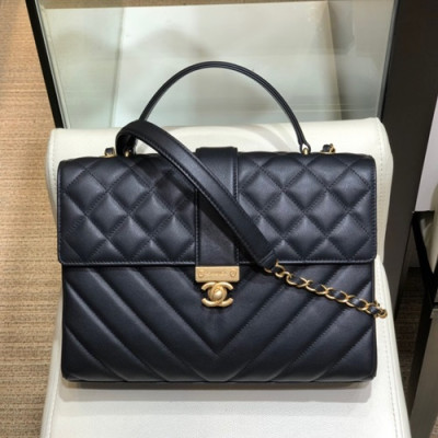 Chanel 2019 Leather Large Chain Tote Shoulder Bag ,29CM - 샤넬 2019 레더 라지 체인 토트 숄더백  CHAB1267,29CM,블랙