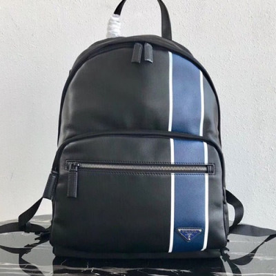 Prada 2019 Leather Back Pack,40CM - 프라다 2019 남여공용 레더 백팩 2VZ066-6,40CM,블랙+블루