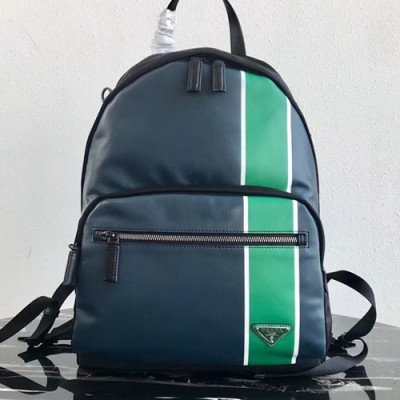 Prada 2019 Leather Back Pack,40CM - 프라다 2019 남여공용 레더 백팩 2VZ066-7,40CM,네이비+그린