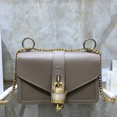 Chole 2019 Aby Leather Chain Shoulder Bag, 24cm -  끌로에 2019 애비 레더 체인 숄더백,CLB0147,24cm,그레이