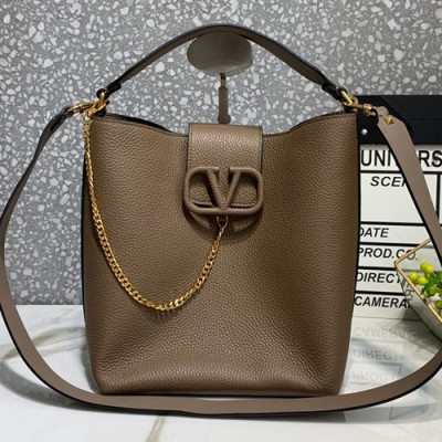 Valentino 2019 Leather Vsling Small Tote Shoudler Bag,25CM - 발렌티노 2019 레더 브이슬링 스몰 토트 숄더백,1956-VTB0835,25CM,브라운