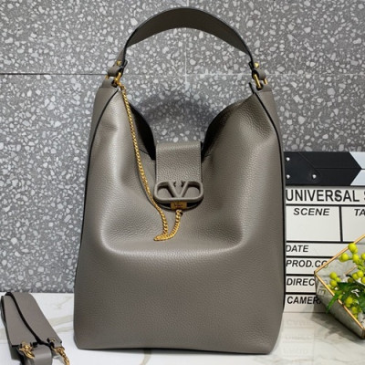 Valentino 2019 Leather Vsling Large Tote Shoudler Bag,37CM - 발렌티노 2019 레더 브이슬링 라지 토트 숄더백,1956-VTB0837,37CM,그레이