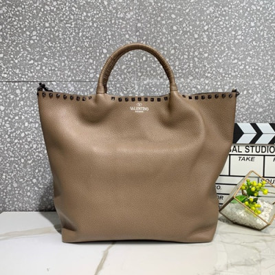 Valentino 2019 Leather Tote Shoudler Shopper Bag,35CM - 발렌티노 2019 레더 토트 숄더 쇼퍼백,1959-VTB0841,35CM,브라운