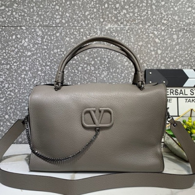 Valentino 2019 Leather Vsling Tote Shoudler Bag,33.5CM - 발렌티노 2019 레더 브이슬링 토트 숄더백,VTB0850,33.5CM,그레이