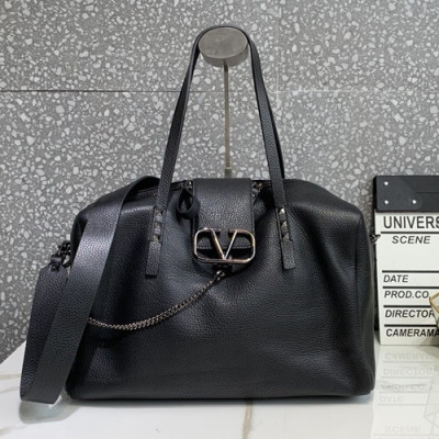 Valentino 2019 Leather Vsling Tote Shoudler Bag,35CM - 발렌티노 2019 레더 브이슬링 토트 숄더백,1966-VTB0858,35CM,블랙