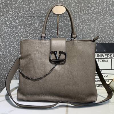 Valentino 2019 Leather Vsling Tote Shoudler Bag,35CM - 발렌티노 2019 레더 브이슬링 토트 숄더백,1973-VTB0867,35CM,그레이