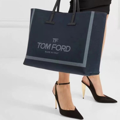 Tom Ford 2019 Denim Large Tote Shoulder Shopper Bag,37cm - 톰 포드 2019 여성용 데님 라지 토트 숄더 쇼퍼백 TFB0015,37cm,네이비