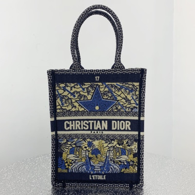 Dior 2019 Women Canvas Book Mini Tote Shopper Bag ,40CM - 디올 2019 여성용 캔버스 북 미니 토트 쇼퍼백  DIOB0459,40CM,다크네이비