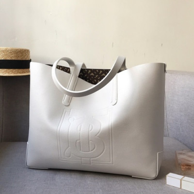 Burberry 2019 Leather TB Tote Shoulder Shopper Bag, 35cm - 버버리 2019 여성용 레더 TB 토트 숄더 쇼퍼백 ,BURB0426,35cm,화이트