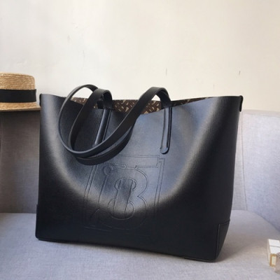 Burberry 2019 Leather TB Tote Shoulder Shopper Bag, 35cm - 버버리 2019 여성용 레더 TB 토트 숄더 쇼퍼백 ,BURB0428,35cm,블랙