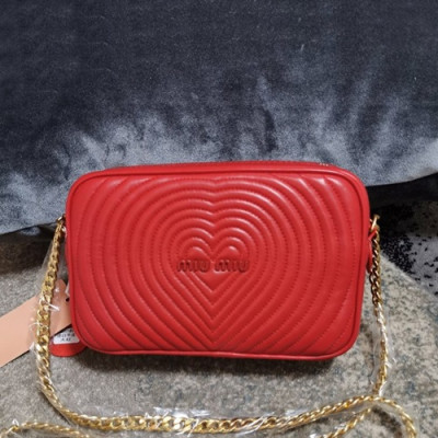 MiuMiu 2019  Matelasse  Chain Shoulder Cross Bag,20cm - 미우미우 2019 마틀라세 체인 숄더 크로스백,5BH118, MIUB0378  , 20cm,레드