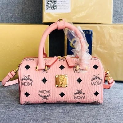 MCM 2019 Visetos Tote Shoulder Bag,18.5cm - 엠씨엠 2019 여성용 비세토스 토트 숄더백 MCMB0344, 18.5cm,핑크