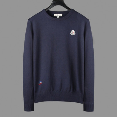 Moncler 2019 Mens Retro Logo Crew-neck Wool Sweater - 몽클레어 2019 남성 레트로 로고 크루넥 울 스웨터  Moc01078x.Size(m - 3xl).네이비