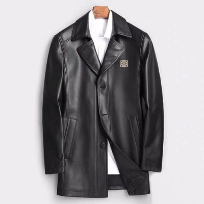 Loewe 2019 Mens Causal Leather Jacket - 로에베 2019 남성 캐쥬얼 가죽 자켓 Loe0115x.Size(l - 4xl).블랙