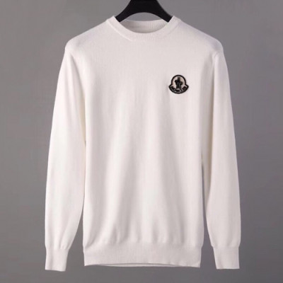 Moncler 2019 Mens Retro Logo Crew-neck Wool Sweater - 몽클레어 2019 남성 레트로 로고 크루넥 울 스웨터  Moc01103x.Size(m - 3xl).화이트