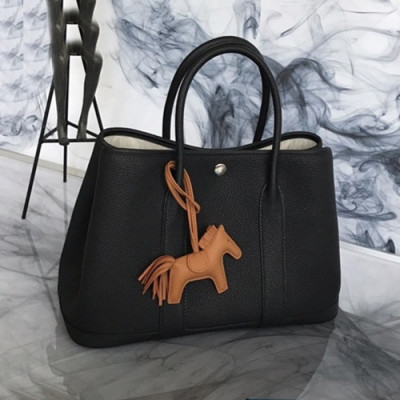 Hermes 2019 Garden Party Leather Tote Bag ,30cm - 에르메스 2019 가든파티 레더 여성용 토트백 HERB0777,30cm,블랙