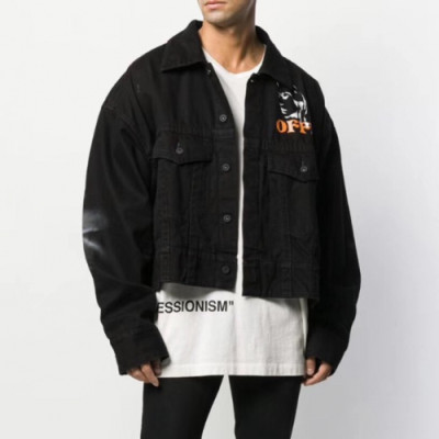 Off-white 2019 Mens Logo Casual Denim Jacket - 오프화이트 2019 남성 로고 캐쥬얼 데님 자켓 Off0216x.Size(m - 2xl).블랙