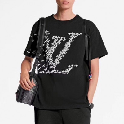 Louis vuitton 2019 Mens Crew -neck Cotton Short Sleeved Tshirt - 루이비통 2019 남성 크루넥 고튼 반팔티 Lou01398x.Size(xs - xl).블랙