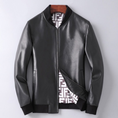 Fendi 2019 Mens Casual Leather Jacket - 펜디 2019 남성 캐쥬얼 레더 자켓 Fen0424x.Size(m - 3xl).블랙