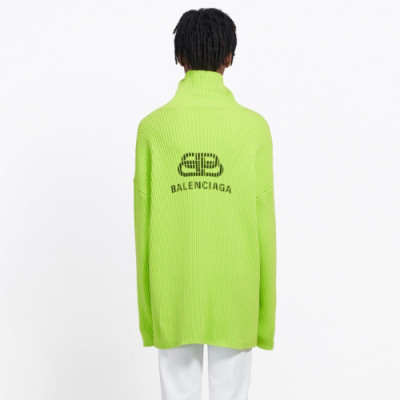 Balenciaga 2019 Mens Logo Casual Turtle-neck Sweater - 발렌시아가 2019 남성 로고 캐쥬얼 터틀넥 스웨터 Bal0361x.Size(xs - m).네온그린