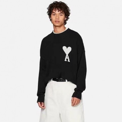 Ami 2019 Mens Logo Casual Wool Sweater - 아미 2019 남성 로고 캐쥬얼 울 스웨터 Ami0016x.Size(s - xl).블랙